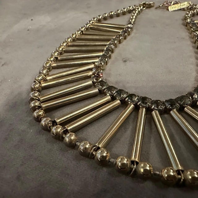 Gold 21st Century Art Deco Style Brass and Rhinostones Choker by Coppola E Toppo For Sale - Image 8 of 10