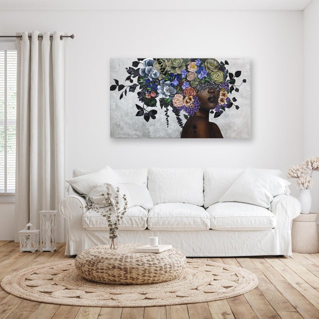 Textile Nevaeh - Silver Leaf Floral Figurative Original Artwork by Sally K For Sale - Image 7 of 7