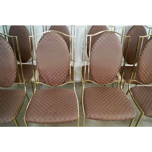 Metal 1970’s Italian Hollywood Regency Brass Dining Chairs - Set of 8 For Sale - Image 7 of 12