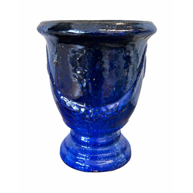 Early 20th Century Vintage Cobalt Blue Glazed Art Pottery Urn Planter, Early to Mid-20th Century For Sale - Image 5 of 7