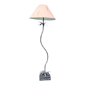 Vintage Bronze Slim Extra Tall Palm Tree Stacked Booked Base Maitland Smith Tropical Floor Lamp
