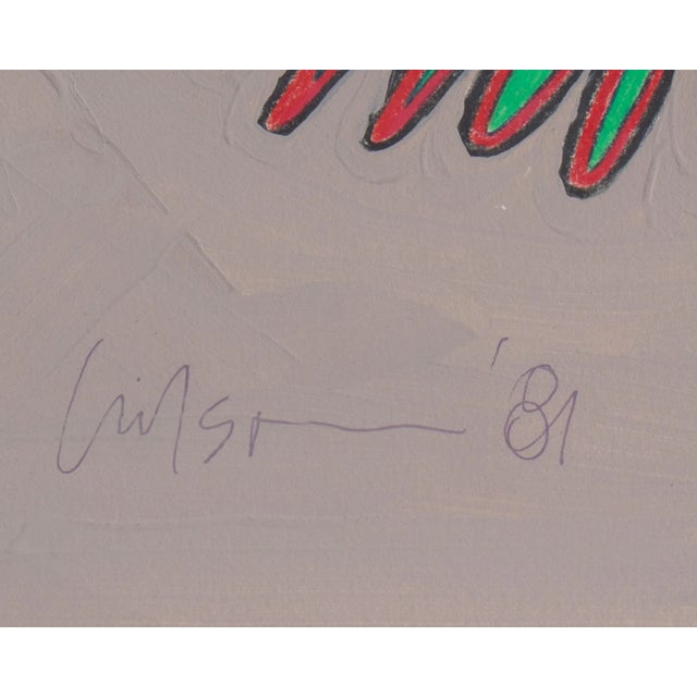 Paper Signed 1981 Abstract Mixed Media Painting by Artist Harry Hilson For Sale - Image 7 of 9