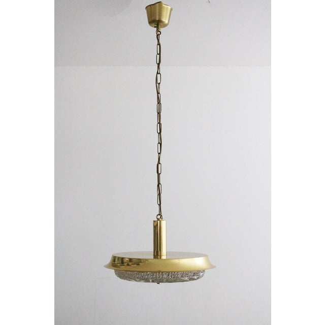 Mid-Century Modern Danish Brass and Crystal Glass Pendant Lamp by Vitrika, Denmark, 1960s For Sale - Image 3 of 10