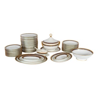 Empire Style Porcelain Dinner Set for 12 by Richard Ginori, Set of 57 For Sale