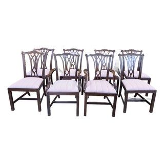 Late 20th Century Council Mahogany Chippendale Dining Chairs Set of Eight For Sale