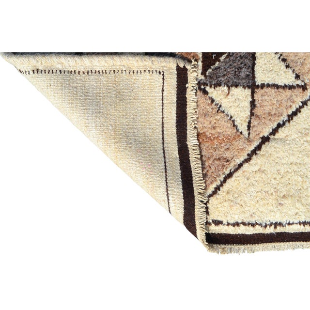 Hand-Knotted Kurdish Runner Rug . Boucherouite Style Wide Runner Rug Herki - No Dyes - 3′3″ × 12′8″ For Sale - Image 11 of 13