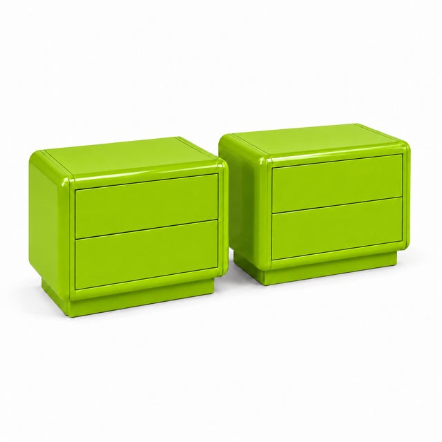 1980s Mid Century Post Modern Set of Nightstands For Sale - Image 5 of 5