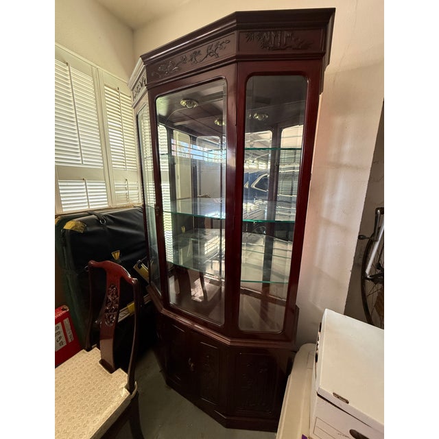 Vintage Grand-Scale Rosewood Hexagonal Curio Cabinet For Sale - Image 10 of 11