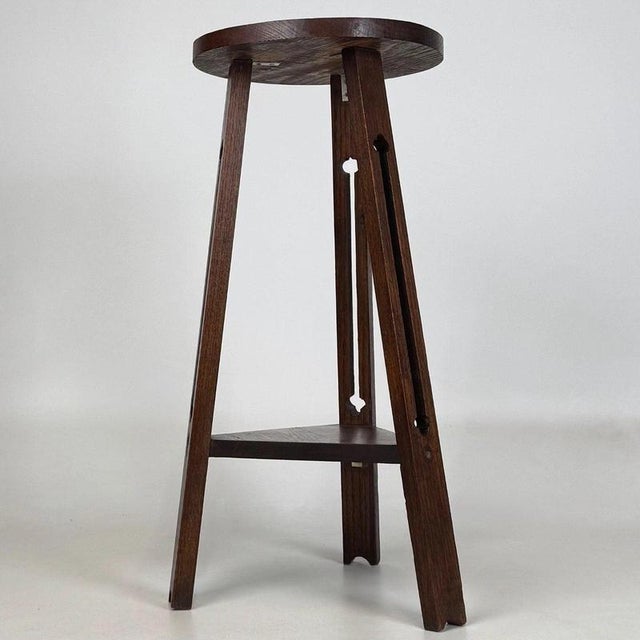 Antique English Arts and Crafts Oak Side Table For Sale - Image 3 of 8