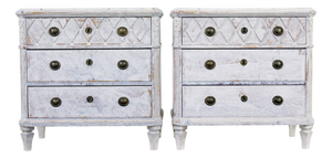 Swedish White Painted Chest of Drawers, 1880, Set of 2