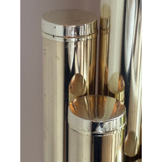 Vintage Mid-Century Modern Tiered Cylindrical Brass Table Lamp For Sale - Image 11 of 18