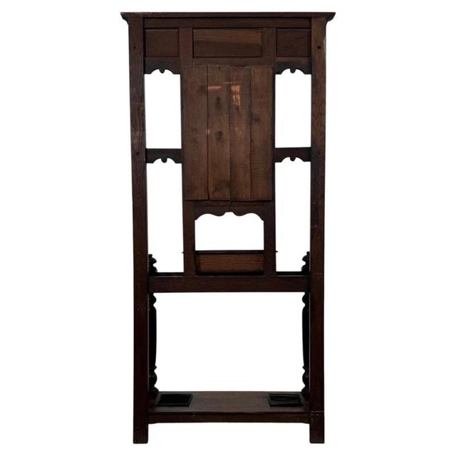 Gold Antique English Carved Oak Green Man Hall Stand For Sale - Image 8 of 13