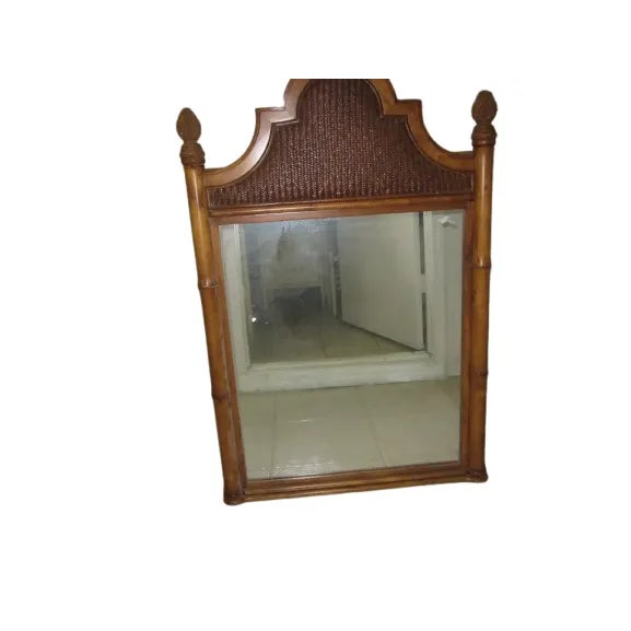 1980s Tommy Bahama Style Mirror Tone Wood Frame For Sale - Image 4 of 5