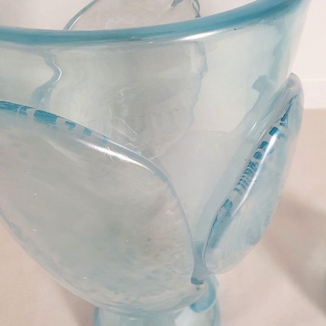 1970s Mid Century Modern Blue, Seguso Style Murano Glass Lamps - A Pair For Sale - Image 10 of 12