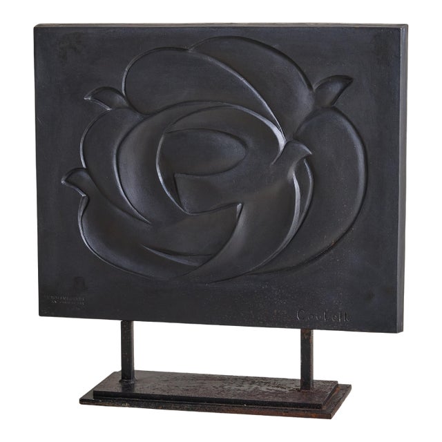 1980s French Cast Iron Sculpture with Bird Motifs by René Coutelle For Sale