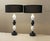 EXQUISITE & RARE! PAIR HAND-FINISHED FREDERICK COOPER "HARLEQUIN" TABLE LAMPS! Black & White Enamel Black Linen Shade...
