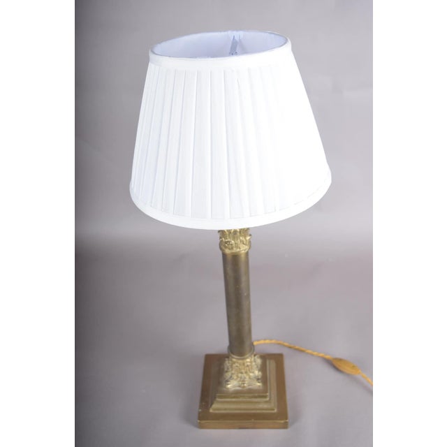 Dutch Neoclassical Brass Column Table Lamp, 1950s For Sale - Image 4 of 10