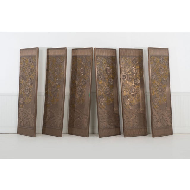 1990s Set of Six Bronze Decorative Panels Edgar Brandt Style For Sale In Chicago - Image 6 of 9