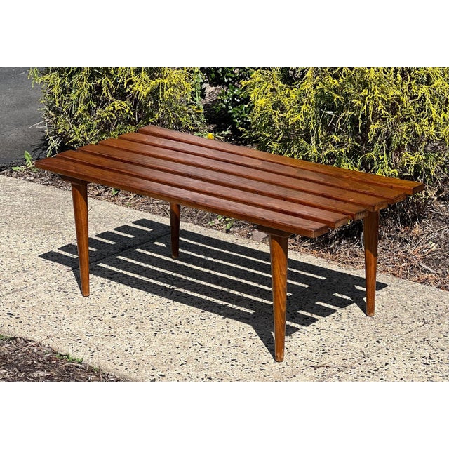 Brown Vintage Mid Century Modern Slat Coffee Table For Sale - Image 8 of 8