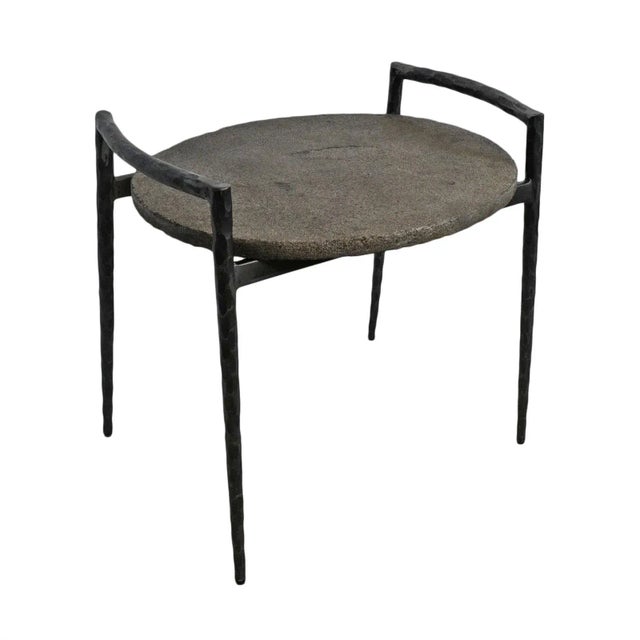 Slate & Iron Oval Side Table For Sale In Los Angeles - Image 6 of 6