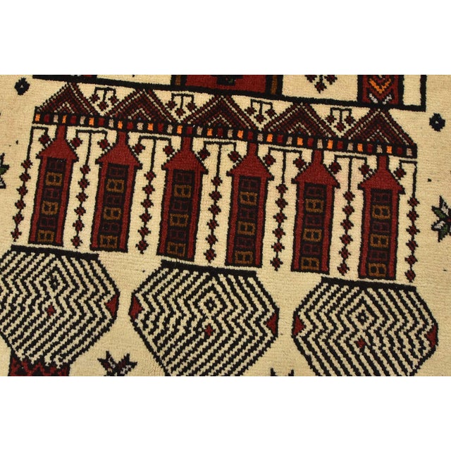 Baloch Rug 3’9” X 5’8” Ivory Wool Vintage Tribal Hand-Knotted Oriental Carpet For Sale - Image 4 of 13