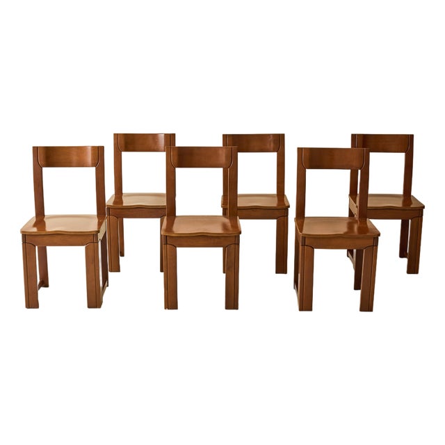 Italian Modernist Dining Chairs, Set of 6, 1970s For Sale