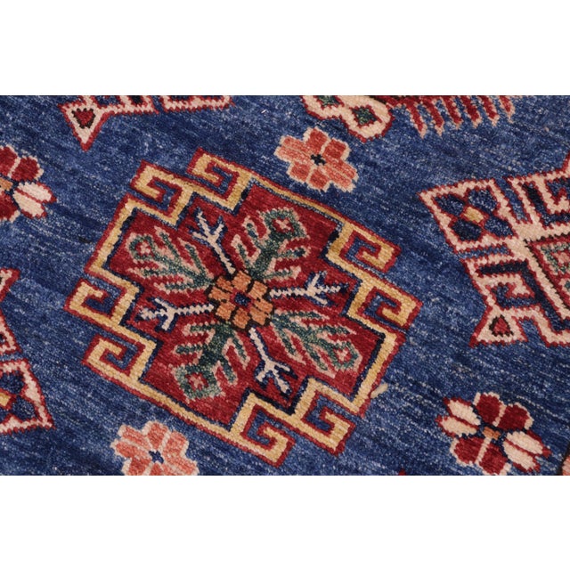 1990s Southwestern Super Kazak Blue/Beige Wool Rug - 2'9'' X 3'8'' For Sale - Image 5 of 10
