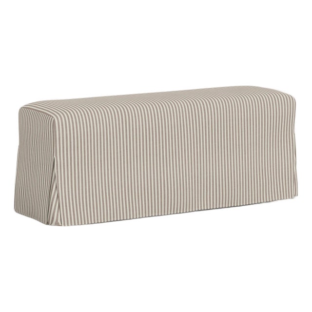 Slipcover for Stoffer Home x Cloth & Company for Lindy Slipcover Dining Bench in Jane Stripe Mauve For Sale