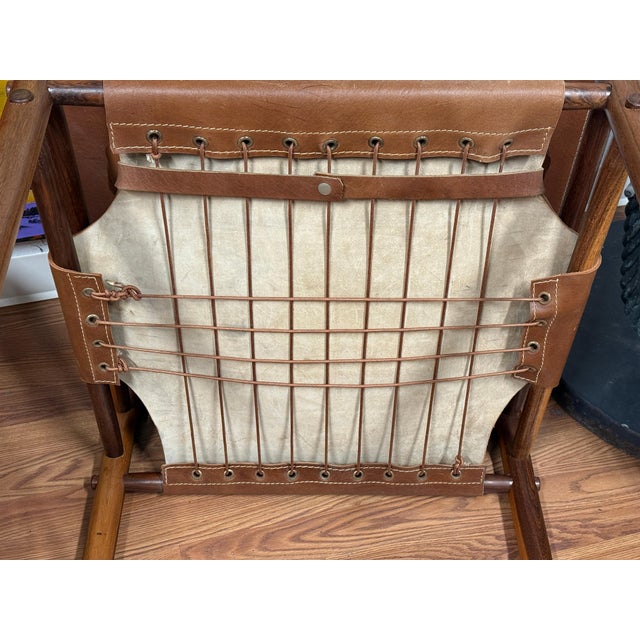 1970s Nice Clean Pair of 1970’s Attributed to Arne Norell Sirocco Chairs in Brown Leather & Rosewood For Sale - Image 5 of 18
