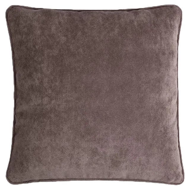Happy Frame Brown Velvet Cushion Cover by LO Decor For Sale