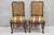 Antique French Country Louis XV Style Carved Frame Walnut Cane Back Side Chairs with Plaid Printed Upholstered Seats - a...