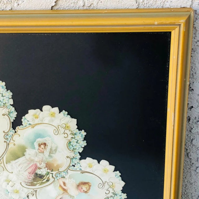 Antique Framed Calendar Fan, Victorian Wedding Floral Illustrations For Sale - Image 4 of 10