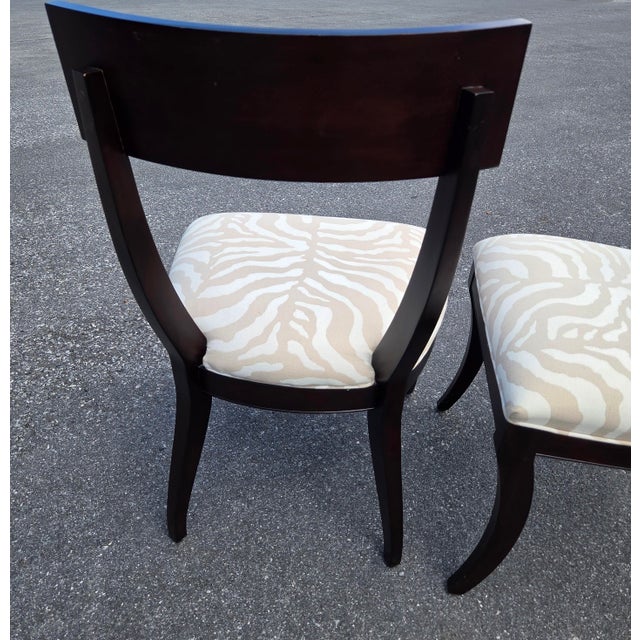 Pair Ethan Allen Hathaway Klismos Dining Side Chairs Zebra Print French Regency 1990s For Sale In Philadelphia - Image 6 of 14