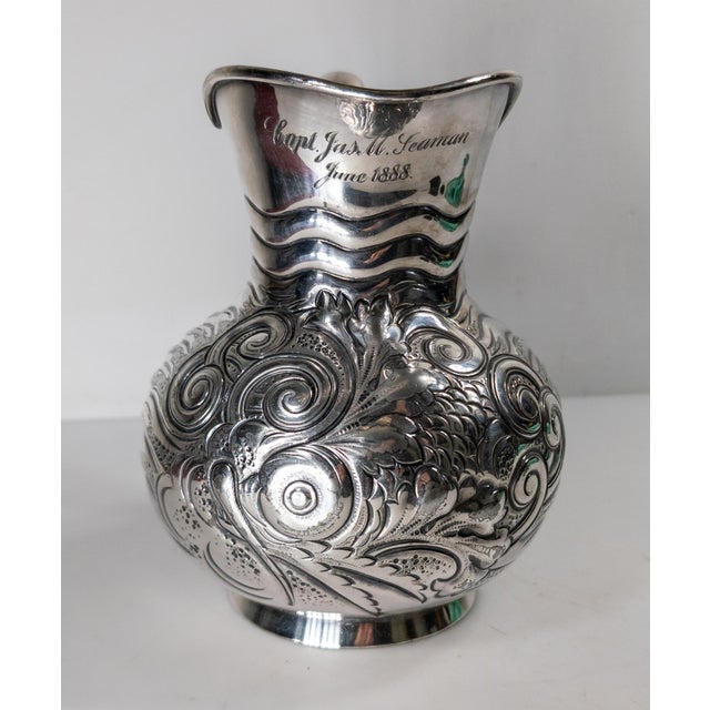 Late 19th Century 19th Century American Meriden Silverplate Pitcher Presented to Captain James Seaman For Sale - Image 5 of 14