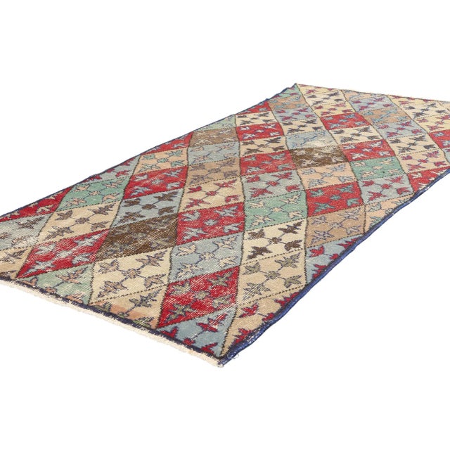 51930 Zeki Muren Vintage Turkish Sivas Rug, 04'04 x 07'02. Nestled within the serene landscapes of Turkey's Sivas region,...