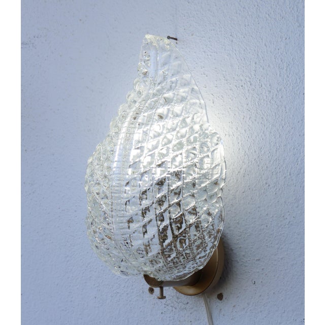 Set of 2 Wall Light Trasparent Murano Glass Leave by Barovier E Toso, 1950s For Sale - Image 12 of 15