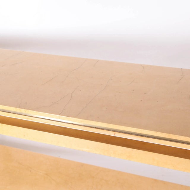 Aldo Tura Large Console in Parchment and Brass attributed to Aldo Tura, 1970s For Sale - Image 4 of 9