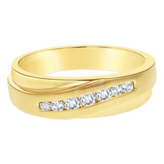 Mens Diamond Wedding Band .35cttw 10k Yellow Gold, Size 12 For Sale