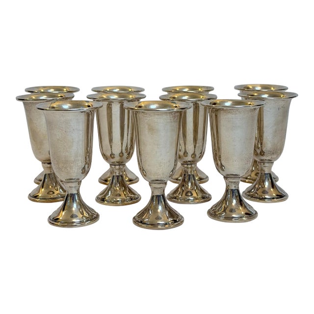1940s Crown Sterling Weighted Silver Cordial Glasses - Set of 11 For Sale