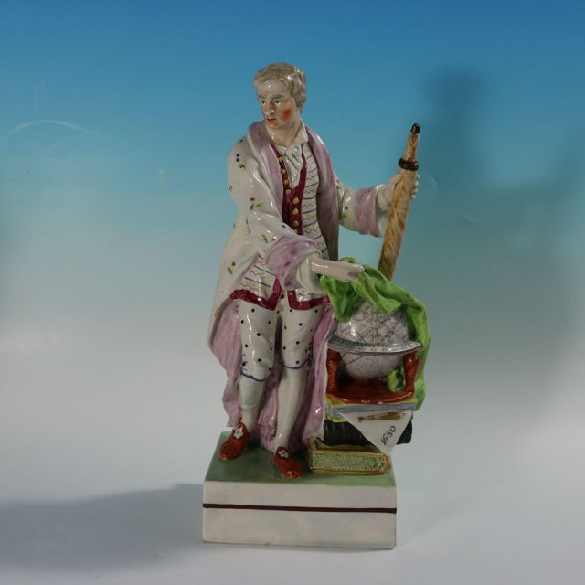 Pair Ralph Wood Staffordshire Pearlware Figures Chaucer & Newton For Sale - Image 9 of 18