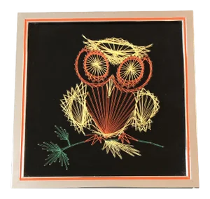 Original Vintage 1970’s String Art Owl Original Metal Shadowbox Frame