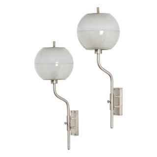 Chromed Metal Wall Lights from Stilnovo, 1950s, Set of 2 For Sale