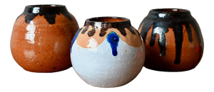 Ethnic Glazed Terracotta Ball Vases, 1970s, Set of 3