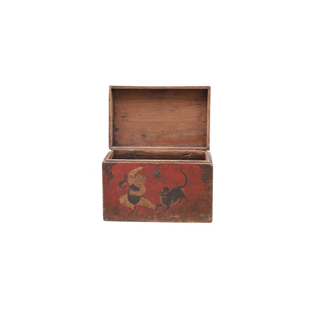 Chinese Antique Chinese Painted Chest For Sale - Image 3 of 4
