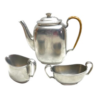 1930s 3 Pieces of Just Andersen Danish Pewter Tea Set - Set of 3 For Sale