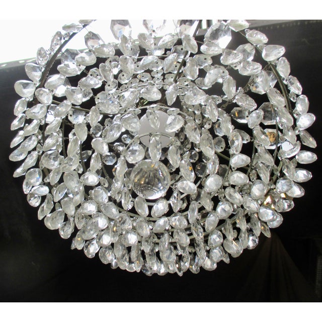 1920s 1920s Gilt Brass and Crystal Beaded Basket Chandelier For Sale - Image 5 of 11