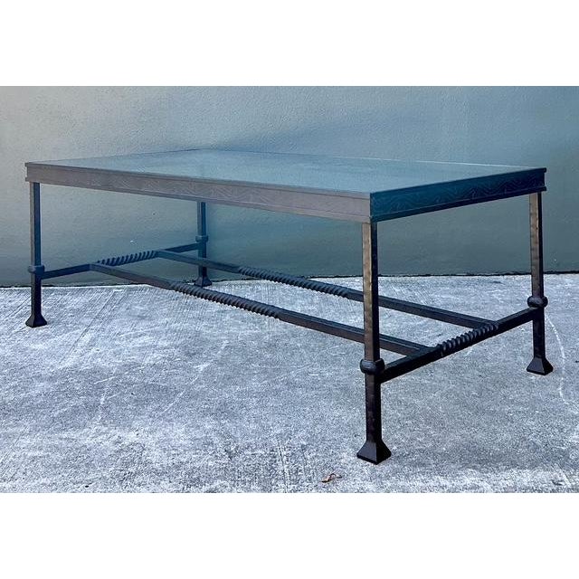 Bronze Vintage Hammered Wrought Iron Coffee Table For Sale - Image 8 of 12