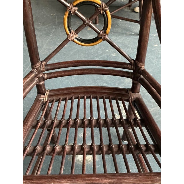 Wood Vintage Coastal McGuire Target Back Rattan Dining Chairs - Set of 8 For Sale - Image 7 of 10