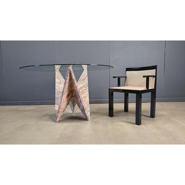 Architectural Marble and Glass Dining Table, 1970s For Sale - Image 4 of 15