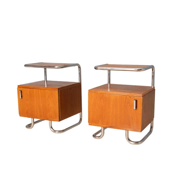 Chromed Nightstands from Vichr & Spol, Czechoslovakia, 1950s, Set of 2 For Sale - Image 9 of 9